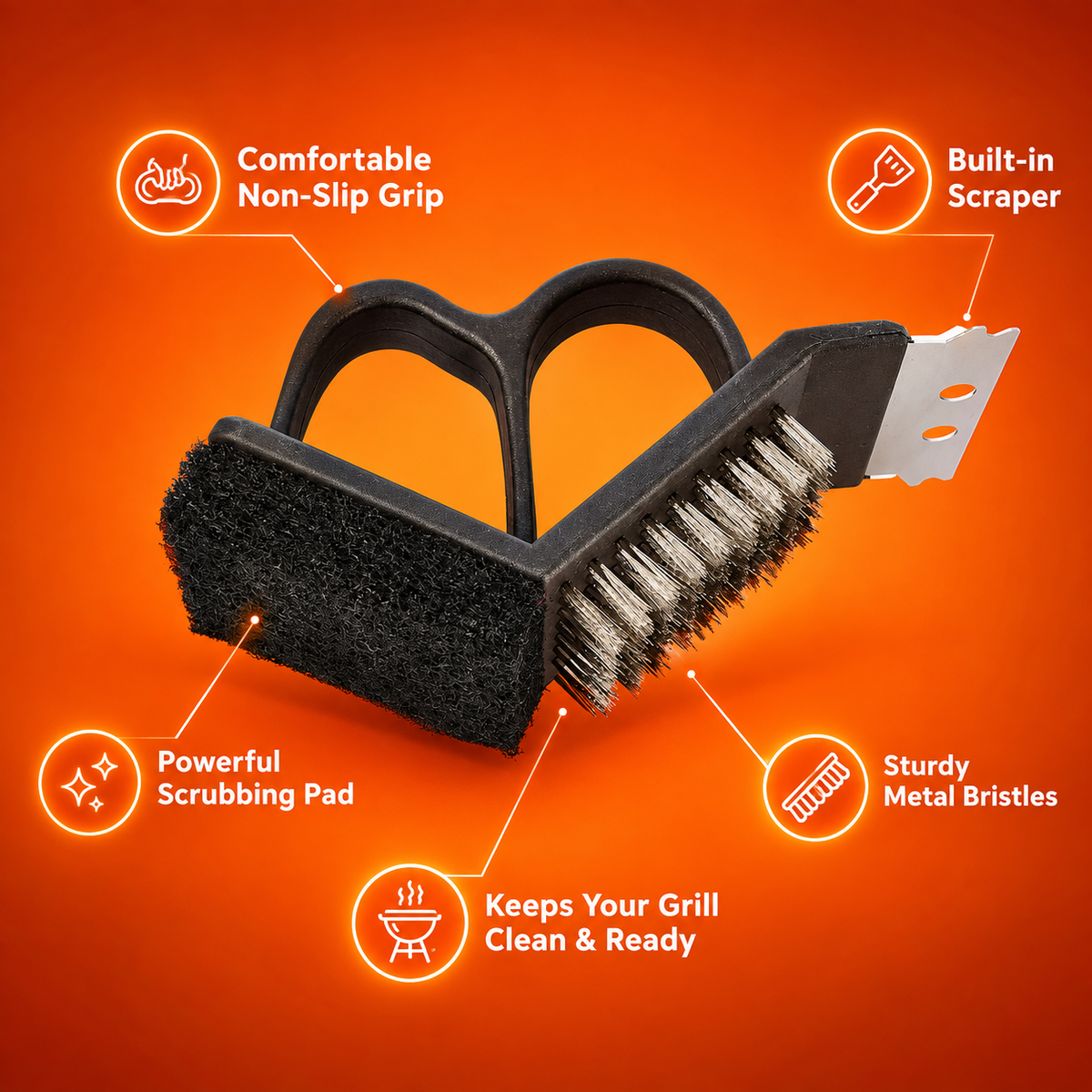 3-in-1 Grill Cleaning Brush